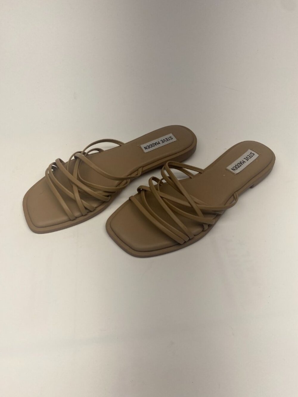Steve Madden Womens Taupe Strap Comfort Square Toe Sandal Sz 8